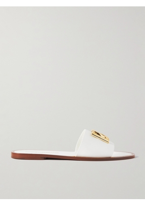 Dolce & Gabbana - Bianca Embellished Leather Slides - White - IT35,IT36,IT37,IT37.5,IT38,IT38.5,IT39,IT40,IT41