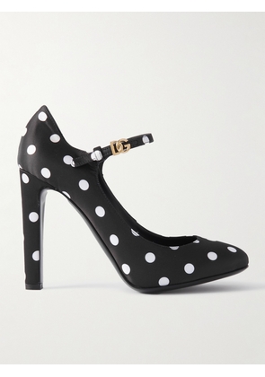 Dolce & Gabbana - Bianca Polka-dot Satin Pumps - Black - IT36,IT36.5,IT37,IT37.5,IT38,IT38.5,IT39,IT39.5,IT40,IT40.5,IT41