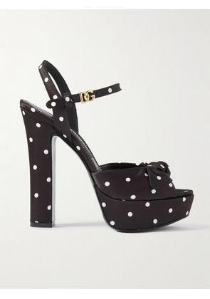 Dolce & Gabbana - Keira Embellished Polka-dot Satin Sandals - Black - IT35,IT36,IT36.5,IT37,IT37.5,IT38,IT38.5,IT39,IT39.5,IT40,IT41