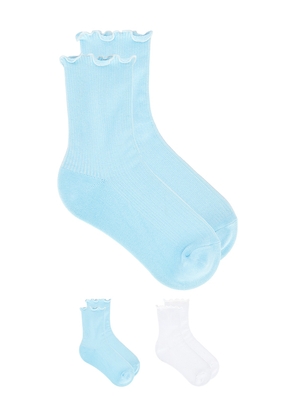 WellBeing + BeingWell Ruffle Sock 2 Pack in Blue.