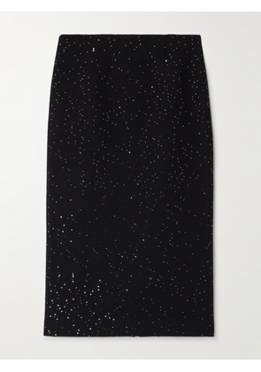 SHUSHU/TONG - Sequined Wool-blend Tweed Midi Skirt - Black - UK 6,UK 8,UK 10,UK 12,UK 14