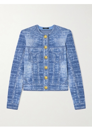 Balmain - Trompe L'oeil Jacquard-knit Cardigan - Blue - FR 34,FR 36,FR 38,FR 40,FR 42,FR 44