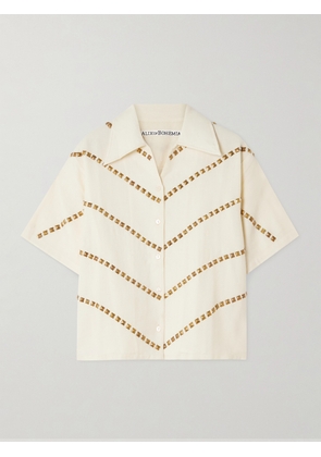 ALIX OF BOHEMIA - Stevie Studded Wool-twill Shirt - Off-white - x small,small,medium,large,x large