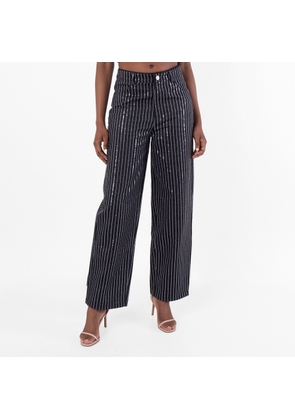 Rotate Sequin Twill Wide Leg Pants