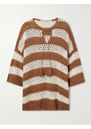 ALIX OF BOHEMIA - Nolan Striped Open-knit Cotton Sweater - Brown - x small,small,medium,large