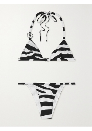 Dolce & Gabbana - Embellished Zebra-print Triangle Bikini - Animal print - 1,2,3,4,5