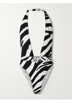 Dolce & Gabbana - Belted Zebra-print Halterneck Swimsuit - Animal print - 1,2,3,4,5