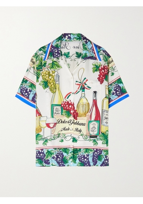 Dolce & Gabbana - Printed Silk-twill Shirt - White - IT36,IT38,IT40,IT42,IT44,IT46,IT48,IT50