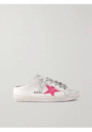Golden Goose - Superstar Distressed Glittered Leather Slip-on Sneakers - White - IT35,IT36,IT37,IT38,IT39,IT40,IT41,IT42