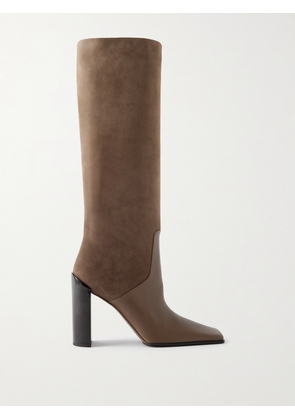Alaïa - Leather And Nubuck Knee Boots - Brown - IT36,IT37,IT38,IT39,IT40,IT41