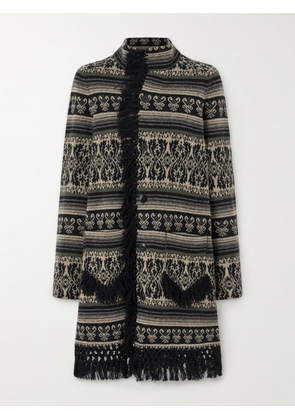 RRL - Amelia Fringed Jacquard-knit Wool And Cashmere-blend Sweater - Black - 1,2,3,4,5