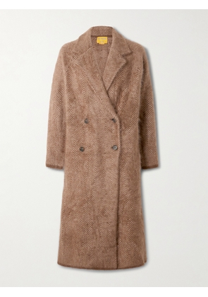 Guest In Residence - Grizzly Double-breasted Herringbone Brushed-cashmere Coat - Brown - x small,small,medium,large,x large