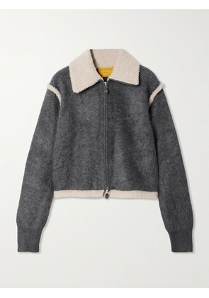 Guest In Residence - Grizzly Frankie Bouclé-trimmed Brushed-cashmere Jacket - Gray - x small,small,medium,large,x large