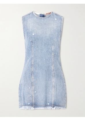Acne Studios - Denka Distressed Crystal-embellished Denim Mini Dress - Blue - DK32,DK34,DK36,DK38,DK40,DK42