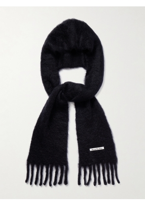 Acne Studios - Hooded Fringed Mohair And Wool-blend Scarf - Black - One size