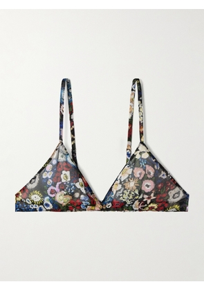 KHAITE - Talita Floral-print Silk-chiffon Triangle Bra - Multi - US0,US2,US4,US6,US8