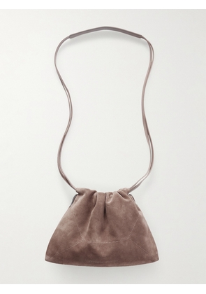 Brunello Cucinelli - Bead-embellished Suede Shoulder Bag - Brown - One size