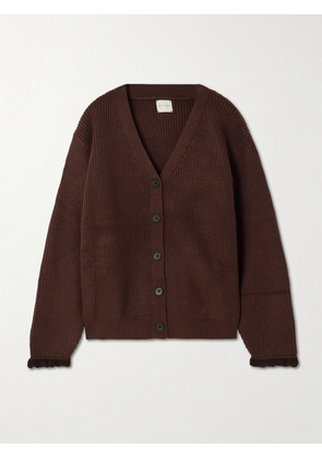 Deiji Studios - Flounce Recycled Ribbed-knit Cardigan - Burgundy - XXS,XS,SM,ML