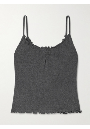 Deiji Studios - Flounce Shirred Cotton And Wool-blend Tank - Gray - xx small,x small,small,medium,large