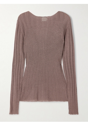 Deiji Studios - Ribbed Open-knit Top - Brown - xx small,x small,small,medium,large