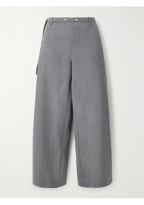 Deiji Studios - Belted Pinstriped Wool Pants - Gray - xx small,x small,small,medium,large