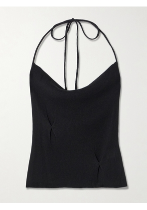 Deiji Studios - Fine Knot Recycled Ribbed-knit Halterneck Top - Black - xx small,x small,small,medium,large