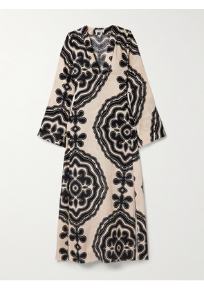 lemlem - Theodora Printed Linen Midi Dress - Cream - x small,small,medium,large