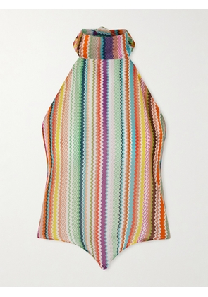 Missoni - Striped Cotton And Silk-blend Crepe De Chine Halterneck Top - Multi - x small,small,medium,large