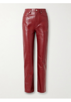 AGOLDE - &#39;90s Pinch Waist Long Recycled Leather-blend Straight-leg Pants - 32&quot; - Red - 23,24,25,26,27,28,29,30,31,32