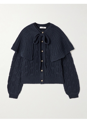 FRAME - The Cape Cable-knit Wool-blend Cardigan - Blue - x small,small,medium,large,x large