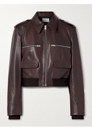 FRAME - The Aviator Leather Jacket - Brown - x small,small,medium,large