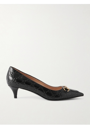 Gucci - Horsebit-detailed Logo-debossed Leather Pumps - Black - IT40,IT37.5,IT39,IT38,IT36,IT38.5,IT41,IT37,IT39.5
