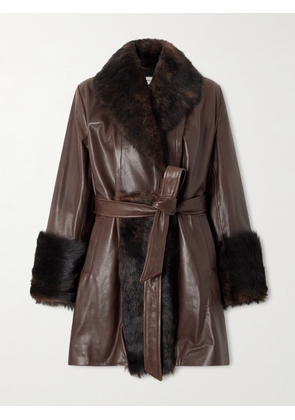 Nour Hammour - Carmen Belted Shearling Jacket - Brown - FR 38,FR 34,FR 36,FR 44,FR 42,FR 40