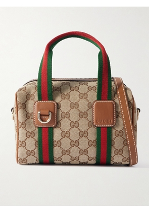 Gucci - Gg Mini Leather And Webbing-trimmed Printed Coated-canvas Shoulder Bag - Multi - One size