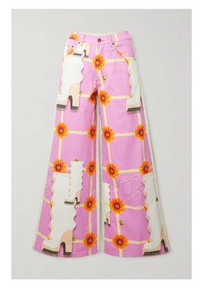 LOEWE - Printed High-rise Wide-leg Jeans - Pink - FR 32,FR 34,FR 36,FR 38,FR 40,FR 42,FR 44