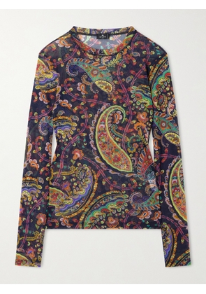 Etro - Paisley-print Mesh Top - Blue - IT36,IT38,IT40,IT42,IT44,IT46,IT48,IT50