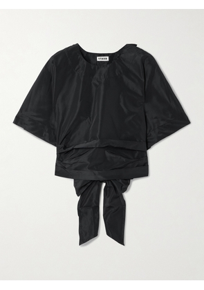 STAUD - Michelina Tie-detailed Taffeta Top - Black - x small,small,medium,large,x large