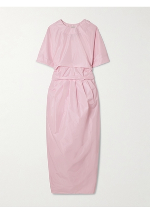 STAUD - Michelina Tie-detailed Taffeta Midi Dress - Pink - x small,small,medium,large,x large