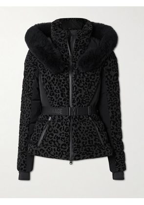 Mackage - Elita Hooded Belted Shearling-trimmed Flocked Down Ski Jacket - Black - xx small,x small,small,medium,large,x large