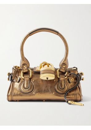 Chloé - Paddington Embellished Crinkled-leather Tote - Gold - One size