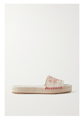 Valentino Garavani - Atelier Printed Broderie Anglaise Canvas Slides - Neutrals - IT35,IT35.5,IT36,IT36.5,IT37,IT37.5,IT38,IT38.5,IT39,IT39.5,IT40,IT40.5,IT41,IT41.5