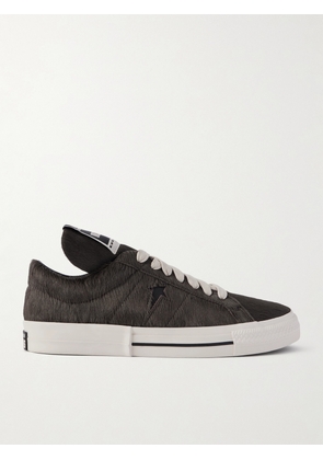 Rick Owens - + Converse Onestr Leather-trimmed Cow Hair Sneakers - Brown - US4,US4.5,US5,US5.5,US6,US6.5,US7,US7.5,US8,US8.5,US9,US9.5,US10,US10.5,US11