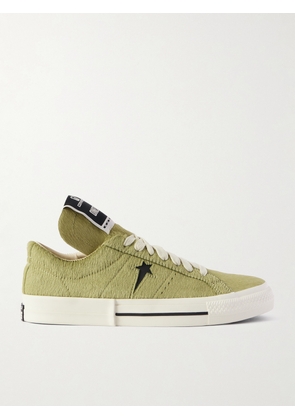 Rick Owens - + Converse Onestr Leather-trimmed Cow Hair Sneakers - Green - US4,US4.5,US5,US5.5,US6,US6.5,US7,US7.5,US8,US8.5,US9,US9.5,US10,US10.5,US11