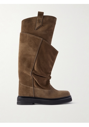 The Attico - Passeggiata Layered Suede Knee Boots - Brown - IT37,IT38,IT38.5,IT39,IT40,IT41