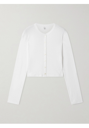 LESET - Nando Ribbed Cotton-jersey Cardigan - White - x small,small,medium,large,x large