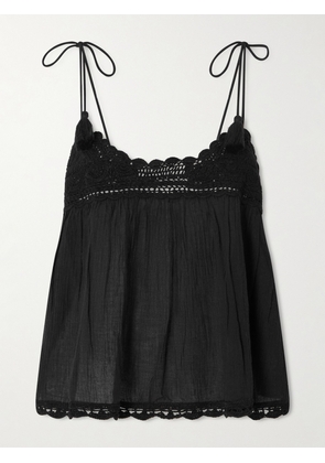 Ulla Johnson - Bermuda Tasseled Crochet-trimmed Cotton Top - Black - x small,small,medium,large,x large