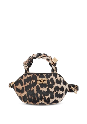 GANNI Nano Bou leopard-print mini bag - Brown