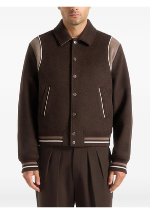 Manière De Voir Nico contrast wool varsity jacket - Brown