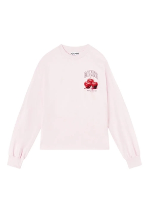 GANNI long-sleeve graphic top - Pink