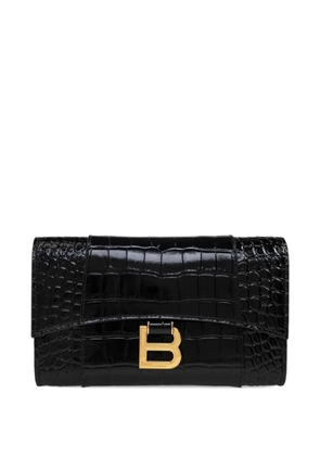 Balenciaga Hourglass crocodile-effect wallet - Black
